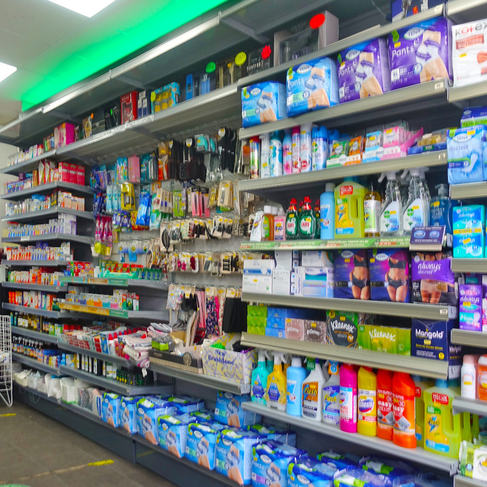Pharmacy shelf stock in Kentish town